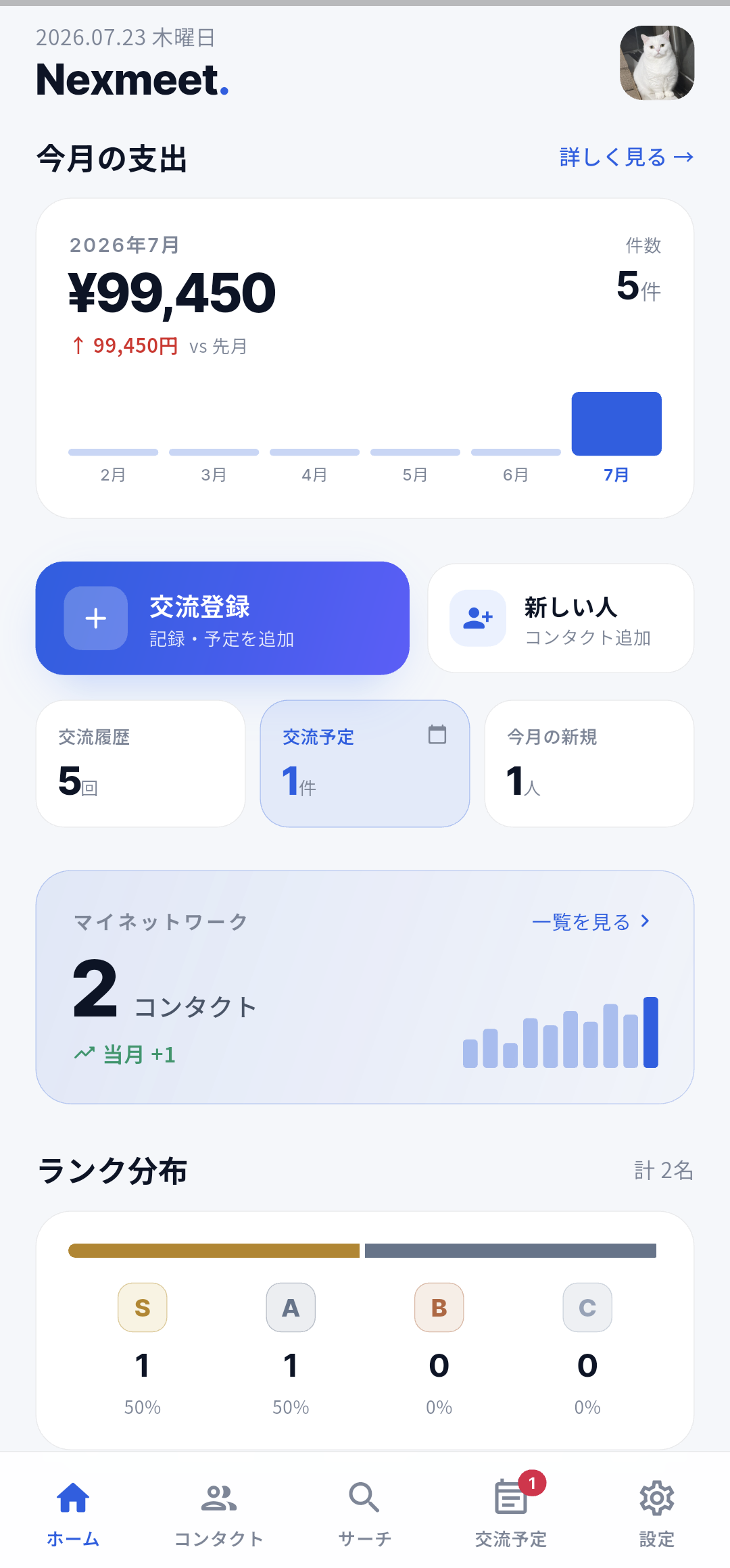 Nexmeet ホーム画面